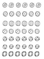 doodle vetorial ilustração desenhada à mão diferentes tipos de círculos vetor