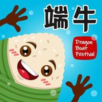 festival do barco dragão bolinho de arroz feliz vetor