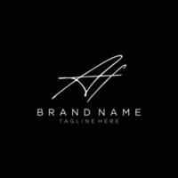 letras iniciais de beleza af logotipo em branco sobre fundo preto. caligrafia, moda, boutique, casamento, botânico, modelo de design de logotipo de vetor criativo.