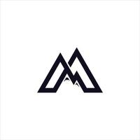 logotipo de forma de montanha abstrata com estilo de arte de linha de vetor moderno letra m.