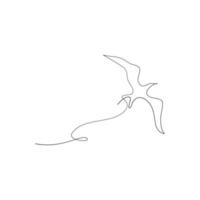 desenho de linha contínua de pássaro voando vetor