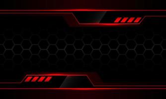 abstrato metálico vermelho preto cibernético cinza escuro design de malha hexágono moderno vetor de fundo futurista