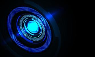 tecnologia futurista luz azul círculo sistema de energia digital geométrico em vetor de fundo preto