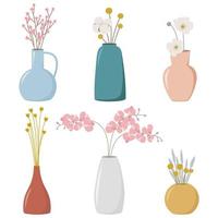 conjunto de vetores de vaso com flores