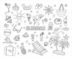 conjunto de doodle de verão. ilustração vetorial artesanal vetor