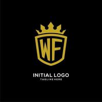 estilo inicial de coroa de escudo de logotipo wf, design de logotipo de monograma elegante de luxo vetor