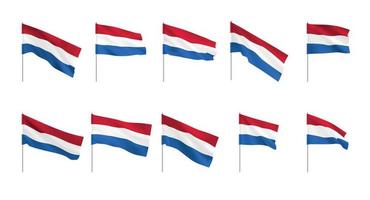 bandeiras da Holanda. conjunto de bandeiras nacionais dos Países Baixos realistas. vetor