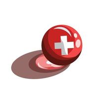 dia mundial da cruz vermelha, ilustração de uma bola de vidro com uma cruz vermelha ou símbolo médico vetor