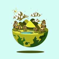 a bela terra verde, ilustração da terra com cenário natural vetor