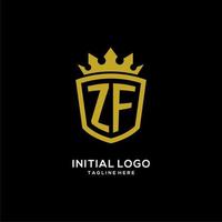 estilo inicial de coroa de escudo de logotipo zf, design de logotipo de monograma elegante de luxo vetor