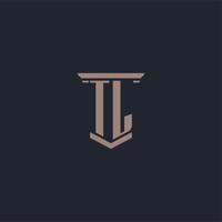 tl logotipo inicial do monograma com design de estilo pilar vetor
