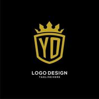 estilo de coroa de escudo de logotipo inicial yo, design de logotipo de monograma elegante de luxo vetor