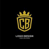 estilo de coroa de escudo de logotipo inicial cb, design de logotipo de monograma elegante de luxo vetor