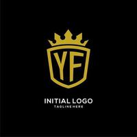 estilo de coroa de escudo de logotipo yf inicial, design de logotipo de monograma elegante de luxo vetor