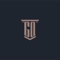 gq logotipo inicial do monograma com design de estilo pilar vetor