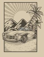 ilustração carro vintage estilo retro vetor