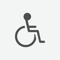 vetor de ícone de cadeira de rodas. projeto de vetor de ícone com deficiência isolado.