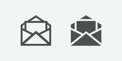vetor de ícone de envelope aberto. projeto de vetor de ícone de correio isolado.