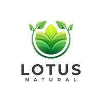 logotipo de lótus natural verde, ervas médicas, cosméticos, modelo de logotipo de spa vetor