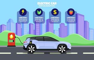 infográfico de carro elétrico vetor