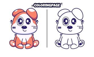 cão robô fofo com páginas para colorir adequadas para crianças vetor