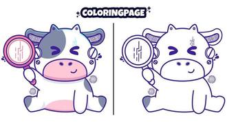 arma de vaca robô bonito com páginas para colorir adequadas para crianças vetor