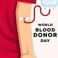 dia mundial do doador de sangue com a doação de camisa vermelha vetor