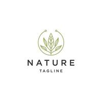 modelo de design de ícone de logotipo de linha de flores da natureza vetor