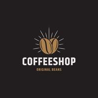 café ou café em grãos de logotipo modelo de design de ícone vetor plano