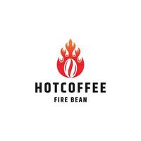modelo de design de ícone de logotipo de grãos de café de fogo quente vetor plano