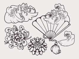 conjunto de elementos ilustração vetorial sobre o tema japão.