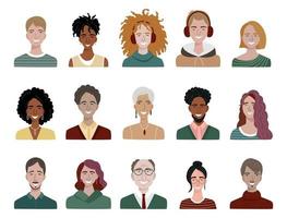 pacote de avatares de pessoas diferentes. conjunto de retratos de usuários coloridos. vetor