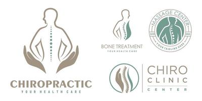 coleção de design de logotipo de conjunto de ícones de quiropraxia para terapia de massagem com vetor premium de conceito exclusivo