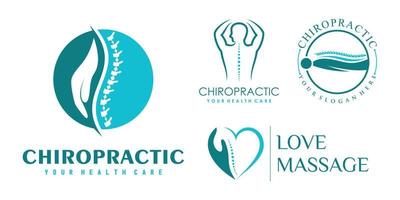 coleção de design de logotipo de conjunto de ícones de quiropraxia para terapia de massagem com vetor premium de conceito exclusivo