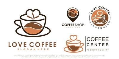logotipo de conjunto de ícones de café e inspiração de design de logotipo de cafeteria com vetor premium de elemento criativo
