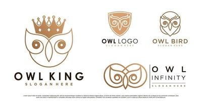conjunto de ilustração de design de logotipo de ícone de animal de coruja de coleção com vetor premium de elemento criativo