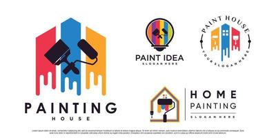 conjunto de design de logotipo de ícone de casa de pintura de coleção para negócios com vetor premium de elemento criativo
