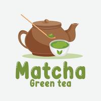 ilustração vetorial do logotipo matcha da planta verde feito como bebida matcha ou sobremesa matcha, design de chá verde vetor