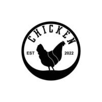 design de logotipo de frango frito, animais de fazenda transformados em comida pelo chef, ilustração vetorial premium vetor