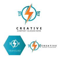 logotipo de design de vetor de corrente elétrica, relâmpago legal