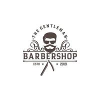 modelo de vetor de logotipo de barbearia vintage