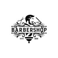 modelo de vetor de logotipo de barbearia vintage