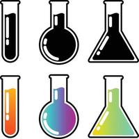 tubo de ensaio, copo ou conjunto de ícones de tubo químico para elemento de design vetor