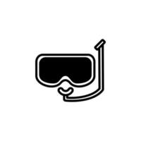 máscara de mergulho, snorkel, roupa de banho, modelo de logotipo de ilustração vetorial de ícone de linha sólida de mergulho com snorkel. adequado para muitos propósitos. vetor