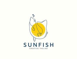 design de logotipo de peixe com sol vetor
