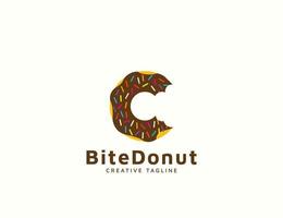 design de letra c de logotipo de donut delicioso vetor