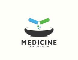 medicamento com design de logotipo de cápsula vetor