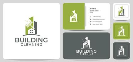vetor de design de logotipo de construção de limpeza, limpo, construção, cidade, limpador