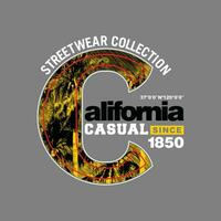 Califórnia, elemento de moda masculina e cidade moderna em design gráfico de tipografia. ilustração vetorial. tshirt, roupas, vestuário e outros usos vetor