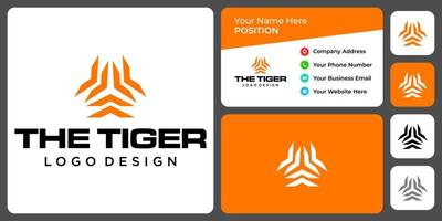 design de logotipo de tigre abstrato com modelo de cartão de visita. vetor